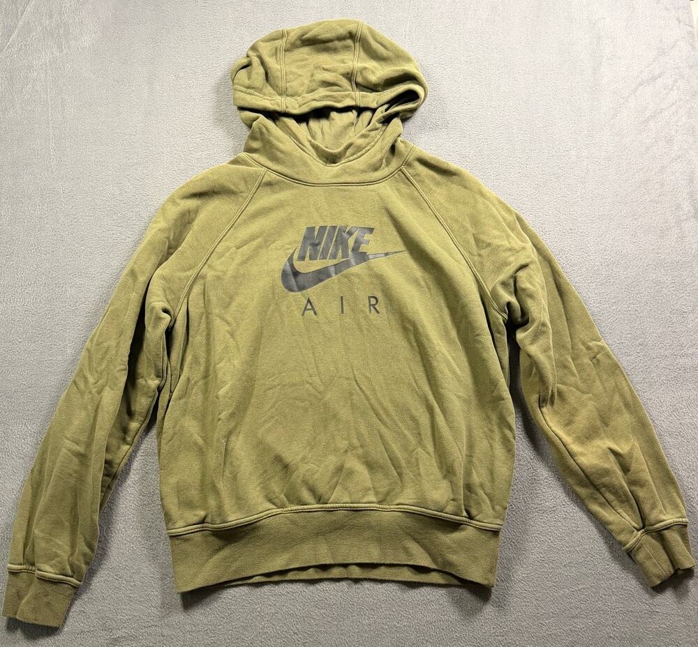 Nike Air Pullover Hoodie Womens Large Olive Green Raglan Sleeve Crop Sweatshirt
